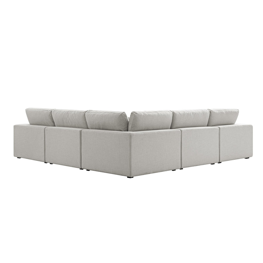 Lutyens Light Grey Linen Blend Modular Sofa, 5-Piece Corner Set