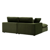 Lutyens Moss Green Velvet Modular Sofa 2-Piece Chaise