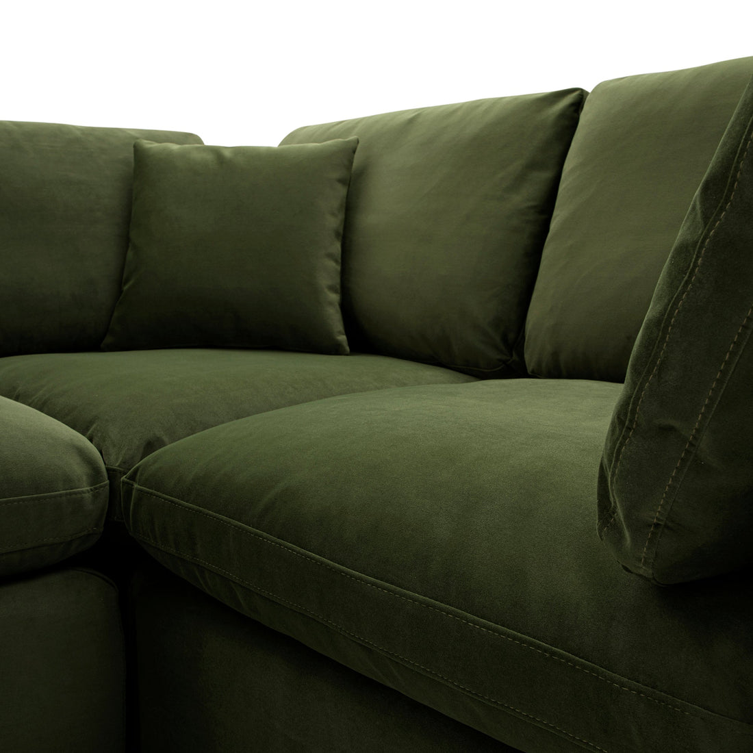 Lutyens Moss Green Velvet Modular Sofa 2-Piece Chaise