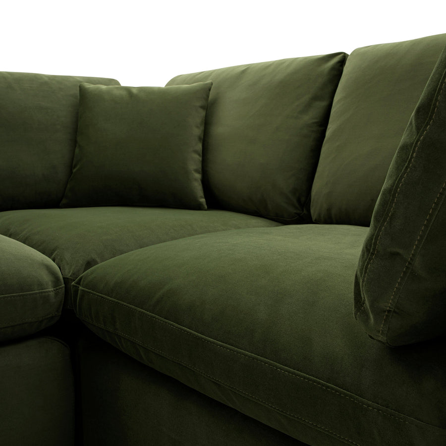 Lutyens Moss Green Velvet Modular Sofa 2-Piece Chaise