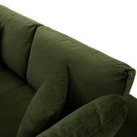 Lutyens Moss Green Velvet Modular Sofa 2-Piece Chaise