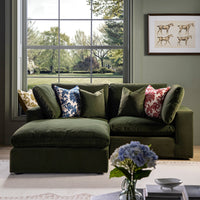 Lutyens Moss Green Velvet Modular Sofa 2-Piece Chaise