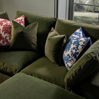 Lutyens Moss Green Velvet Modular Sofa 2-Piece Chaise