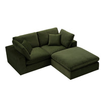 Lutyens Moss Green Velvet Modular Sofa 2-Piece Chaise