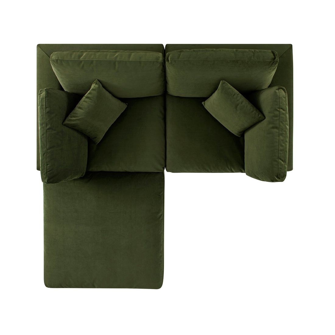 Lutyens Moss Green Velvet Modular Sofa 2-Piece Chaise