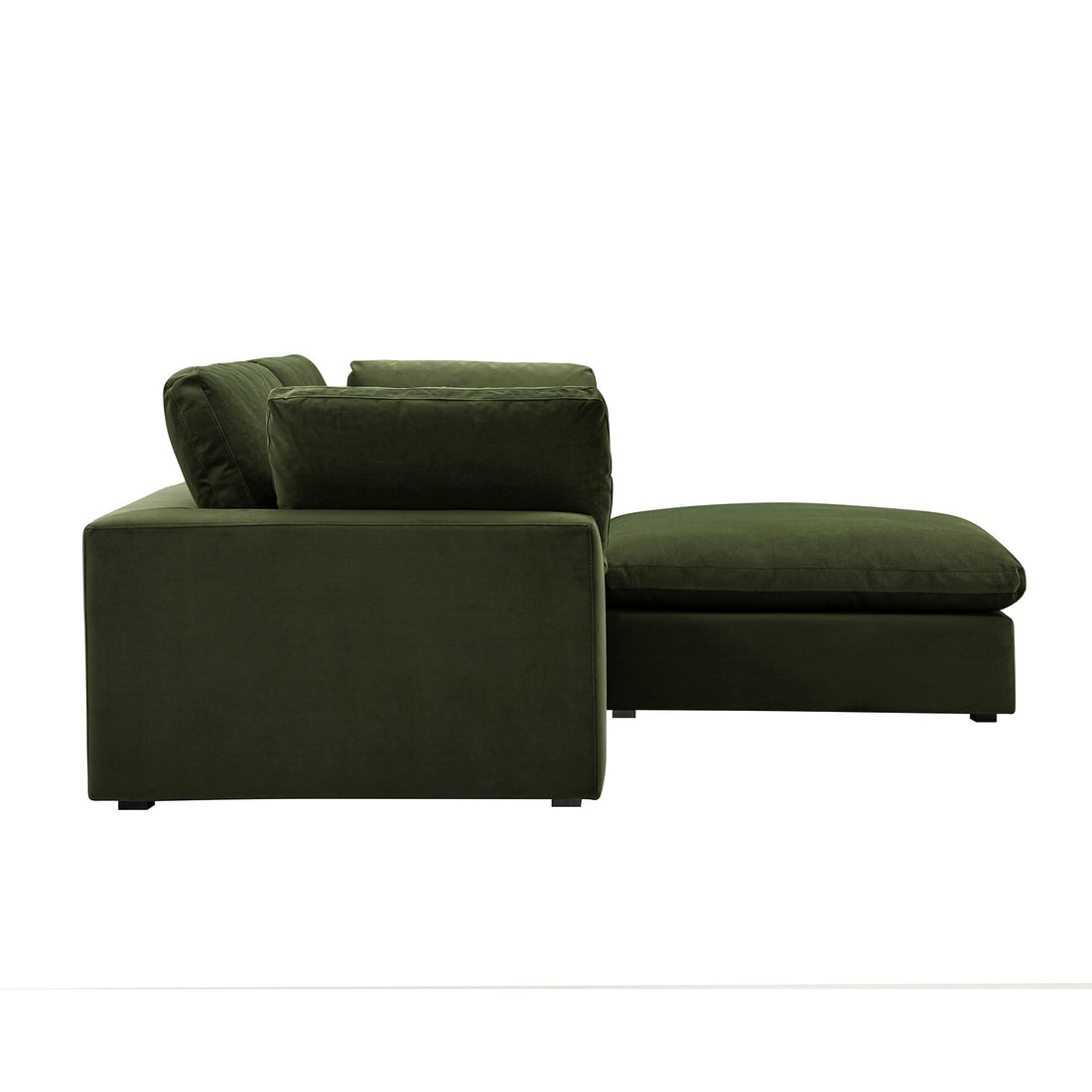 Lutyens Moss Green Velvet Modular Sofa 2-Piece Chaise