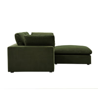Lutyens Moss Green Velvet Modular Sofa 2-Piece Chaise