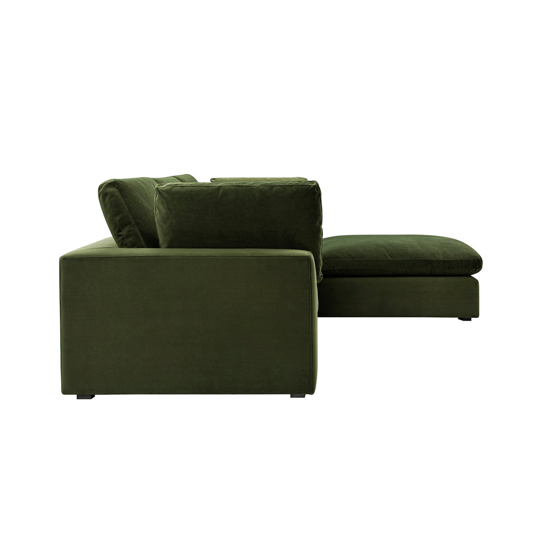 Lutyens Moss Green Velvet Modular Sofa 3-Piece Chaise