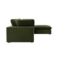 Lutyens Moss Green Velvet Modular Sofa 3-Piece Chaise