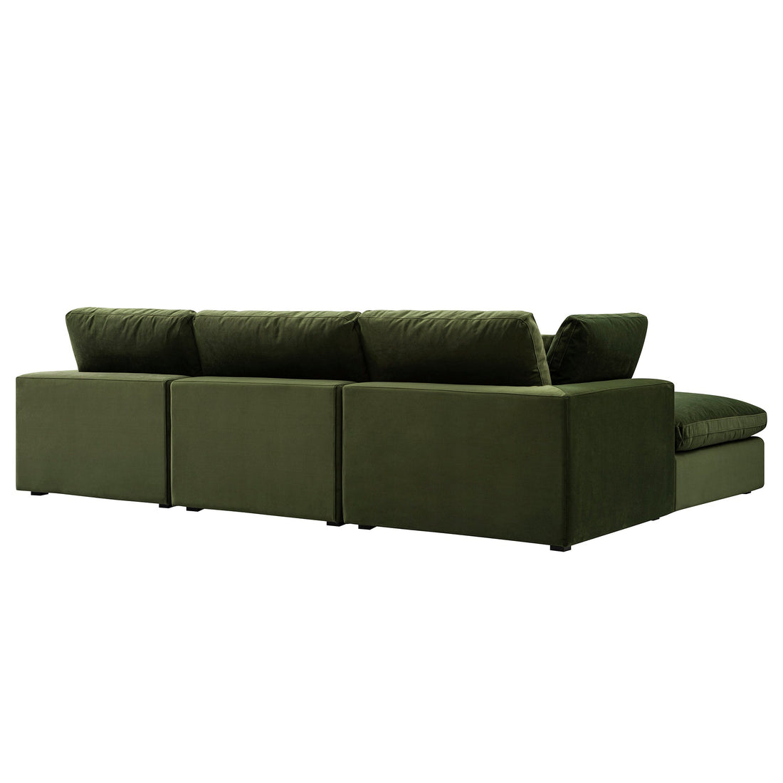 Lutyens Moss Green Velvet Modular Sofa 3-Piece Chaise