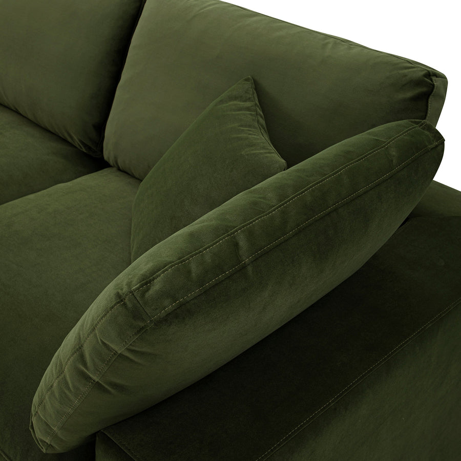 Lutyens Moss Green Velvet Modular Sofa 3-Piece Chaise