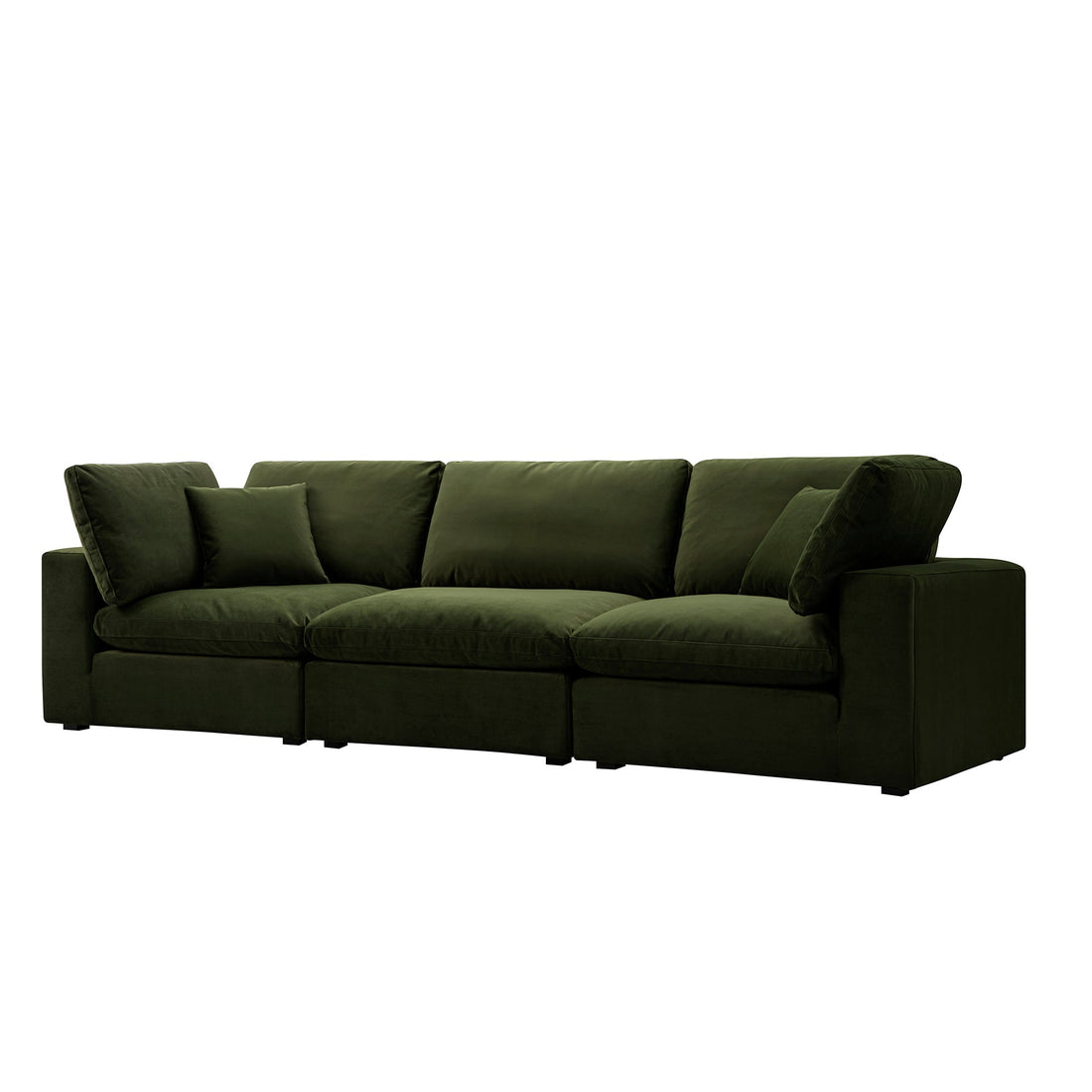 Lutyens Moss Green Velvet Modular Sofa, 3-Piece