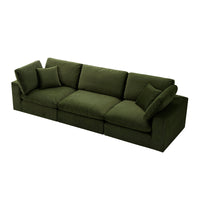 Lutyens Moss Green Velvet Modular Sofa, 3-Piece