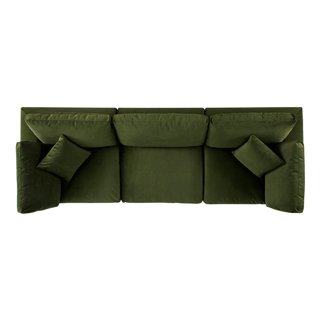 Lutyens Moss Green Velvet Modular Sofa, 3-Piece