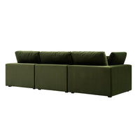 Lutyens Moss Green Velvet Modular Sofa, 3-Piece