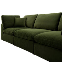Lutyens Moss Green Velvet Modular Sofa, 3-Piece