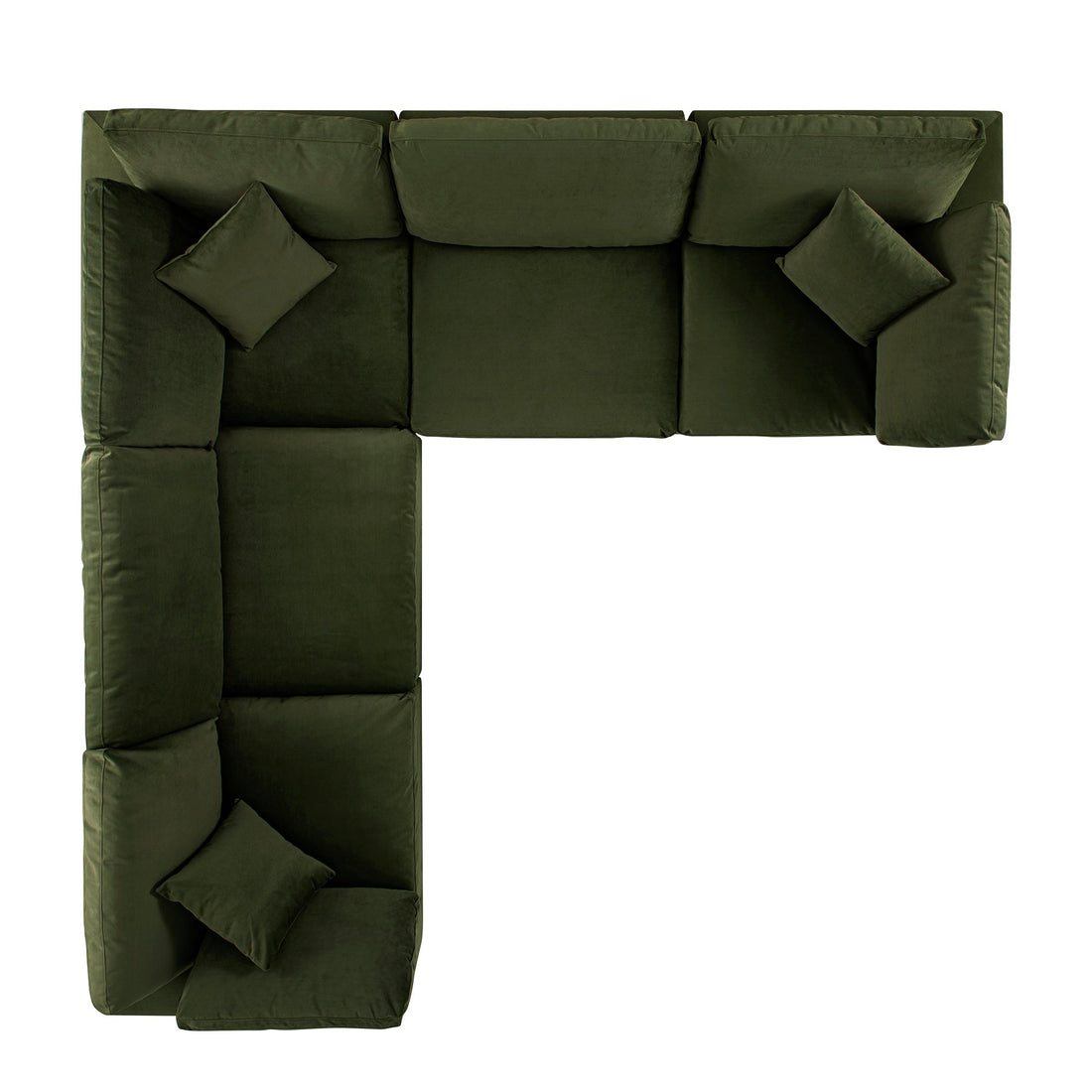 Lutyens Moss Green Velvet Modular Sofa 5-Piece Corner Set