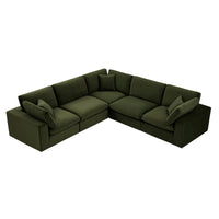 Lutyens Moss Green Velvet Modular Sofa 5-Piece Corner Set