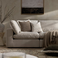 Lutyens Oatmeal Weave Fabric Blend Modular Sofa 5-Piece Corner Set