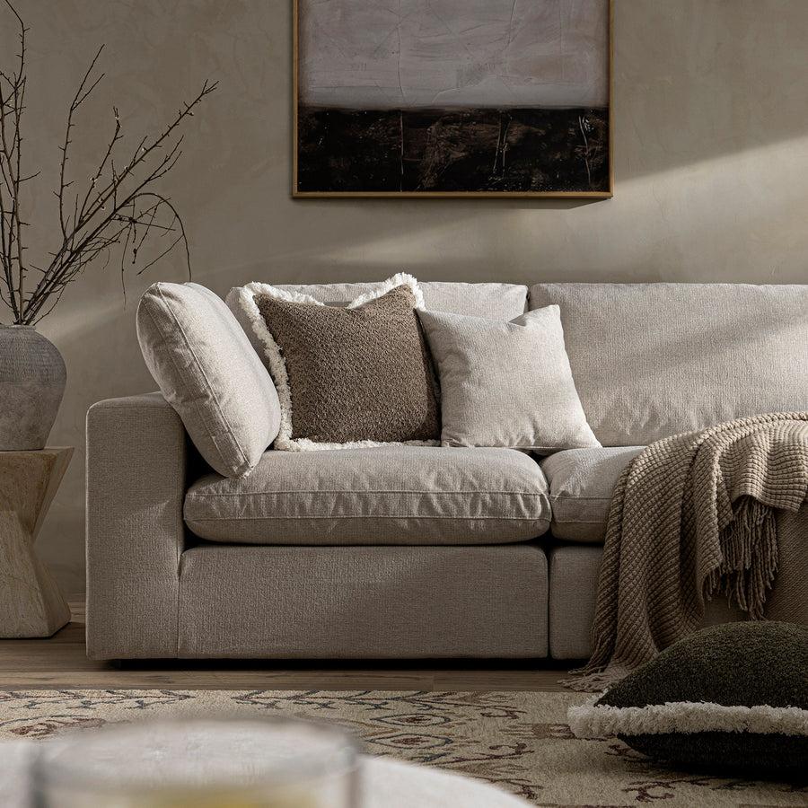 Lutyens Oatmeal Weave Fabric Blend Modular Sofa 5-Piece Corner Set