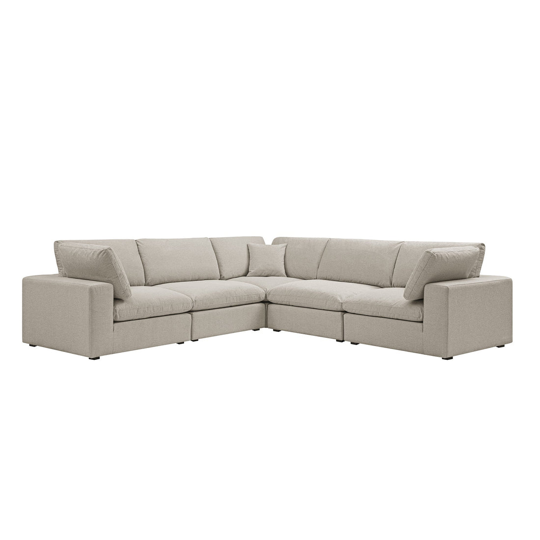Lutyens Oatmeal Weave Fabric Blend Modular Sofa 5-Piece Corner Set