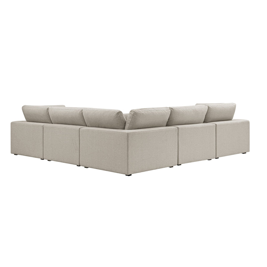 Lutyens Oatmeal Weave Fabric Blend Modular Sofa 5-Piece Corner Set