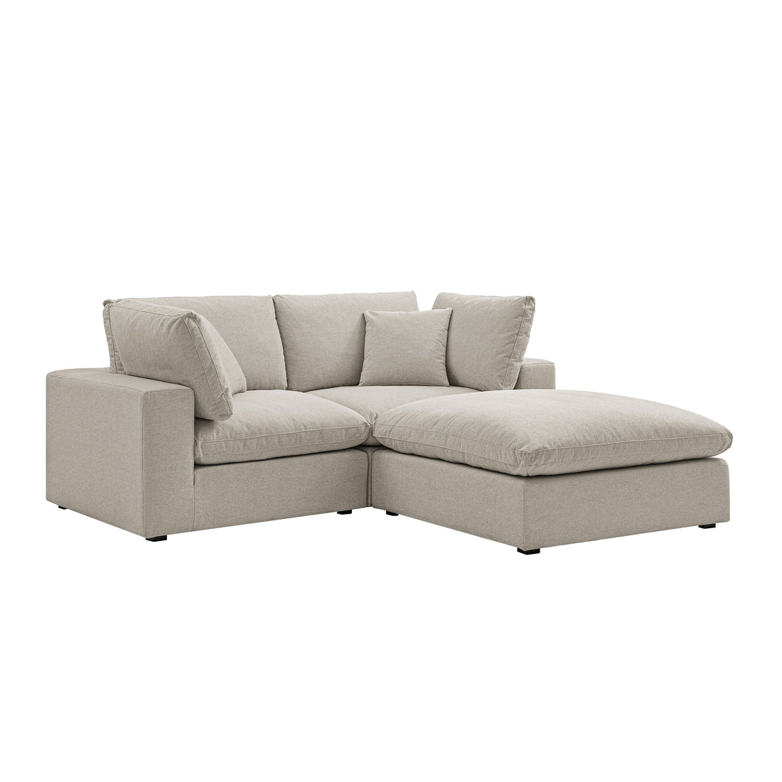 Lutyens Oatmeal Weave Fabric Modular Sofa 2-Piece Chaise