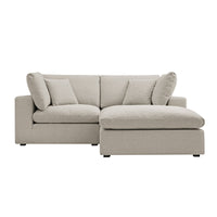 Lutyens Oatmeal Weave Fabric Modular Sofa 2-Piece Chaise