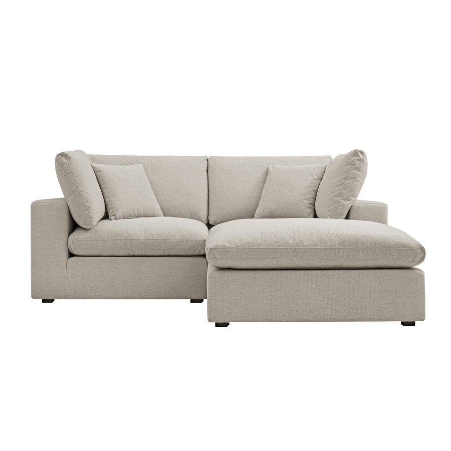 Lutyens Oatmeal Weave Fabric Modular Sofa 2-Piece Chaise
