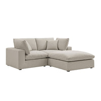 Lutyens Oatmeal Weave Fabric Modular Sofa 2-Piece Chaise