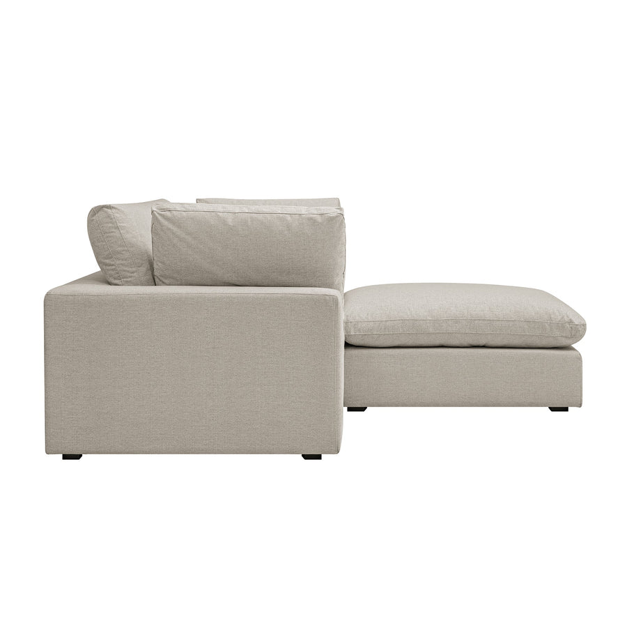 Lutyens Oatmeal Weave Fabric Modular Sofa 2-Piece Chaise