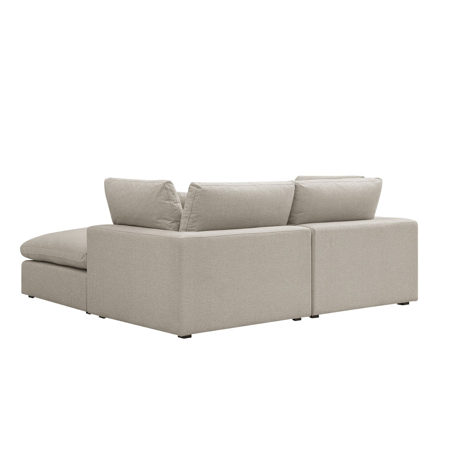 Lutyens Oatmeal Weave Fabric Modular Sofa 2-Piece Chaise