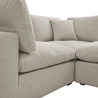 Lutyens Oatmeal Weave Fabric Modular Sofa 2-Piece Chaise