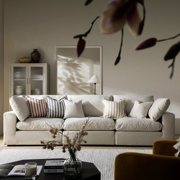 Lutyens Oatmeal Weave Fabric Modular Sofa, 3-Piece