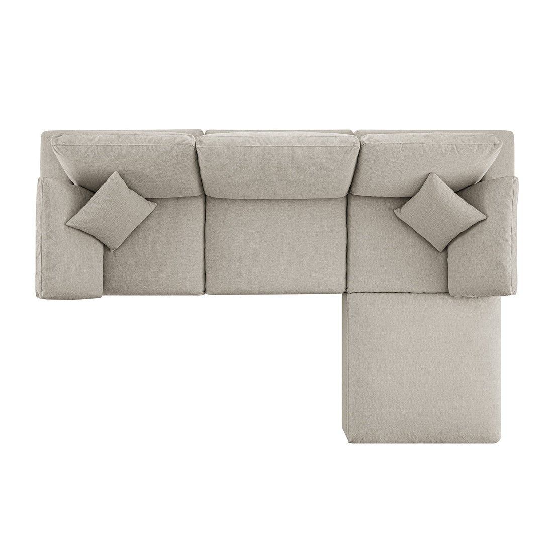 Lutyens Oatmeal Weave Fabric Modular Sofa 3-Piece Chaise