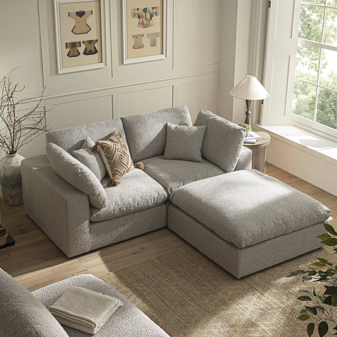 Lutyens Taupe Boucle Modular Sofa 2-Piece Chaise