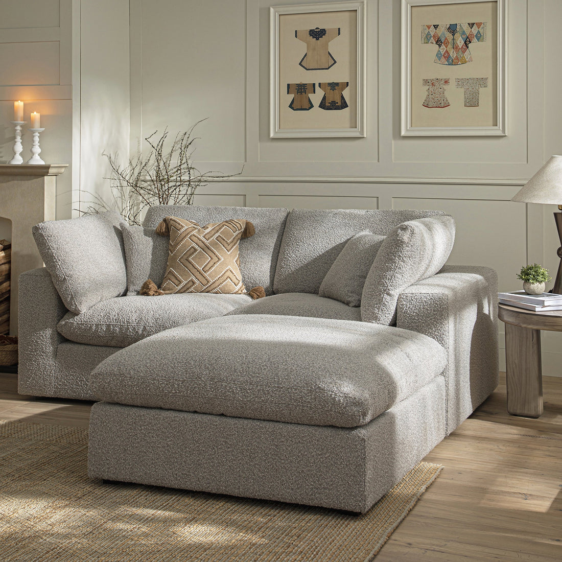 Lutyens Taupe Boucle Modular Sofa 2-Piece Chaise