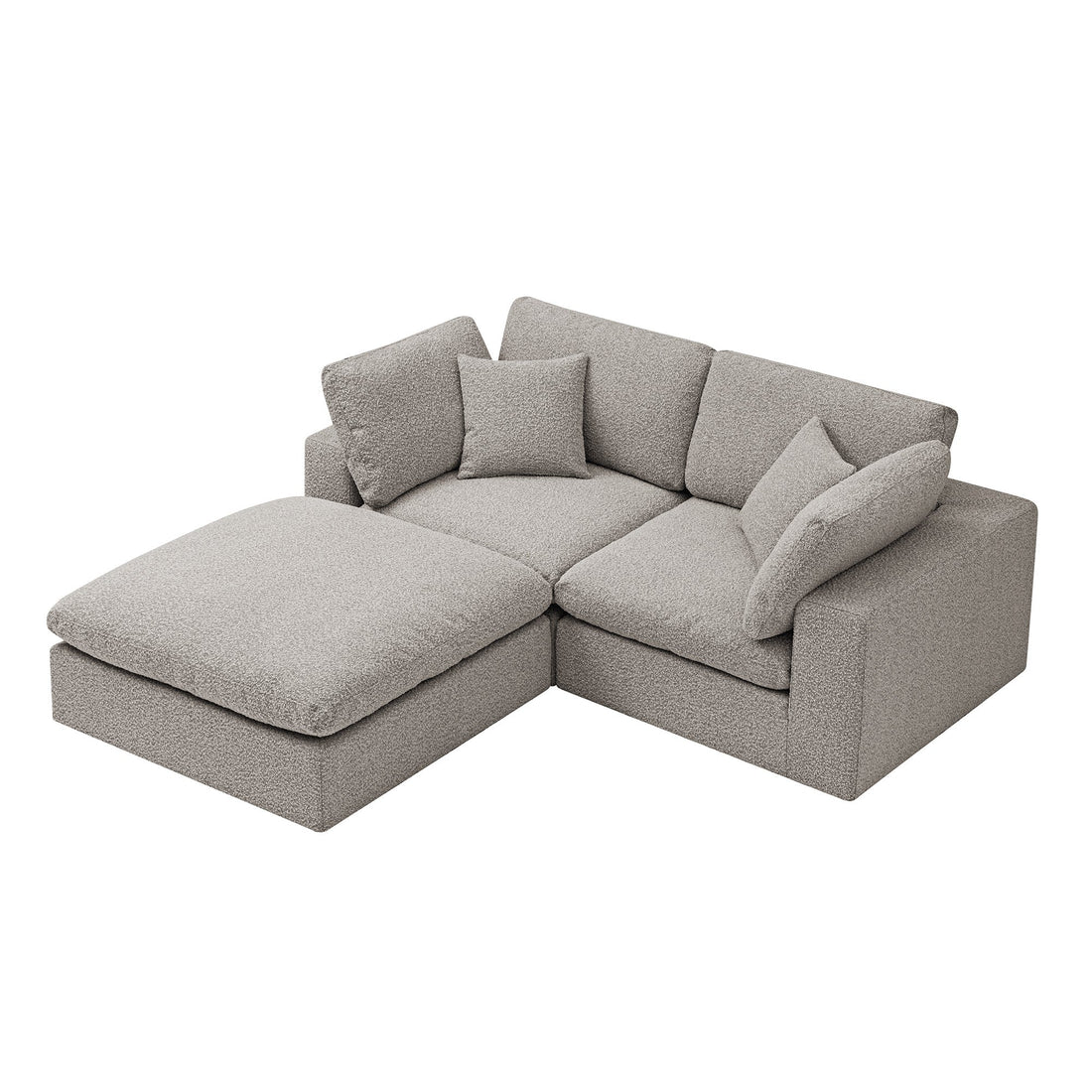 Lutyens Taupe Boucle Modular Sofa 2-Piece Chaise