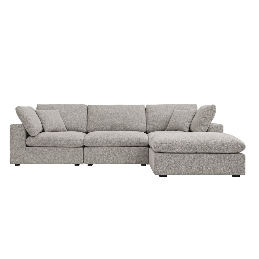 Lutyens Taupe Boucle Modular Sofa 3-Piece Chaise