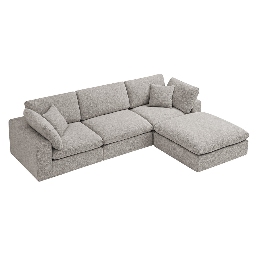 Lutyens Taupe Boucle Modular Sofa 3-Piece Chaise