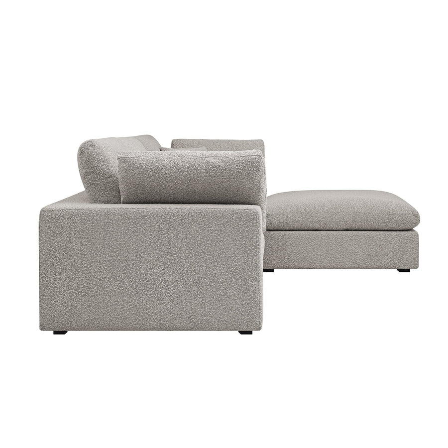 Lutyens Taupe Boucle Modular Sofa 3-Piece Chaise