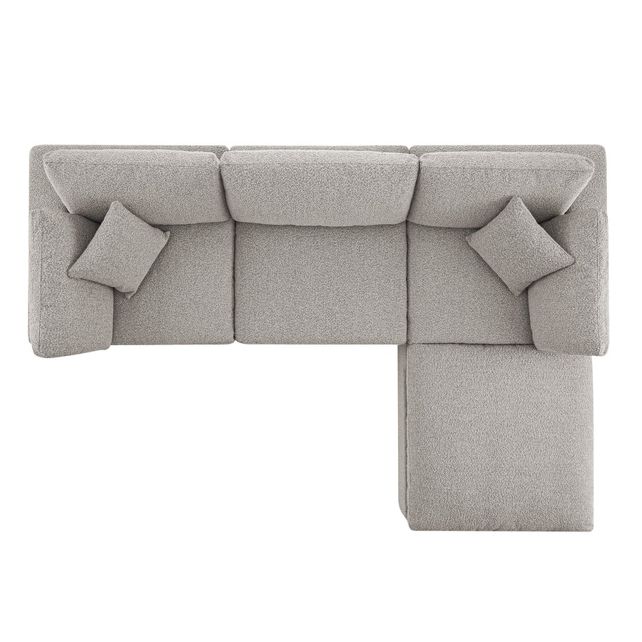 Lutyens Taupe Boucle Modular Sofa 3-Piece Chaise