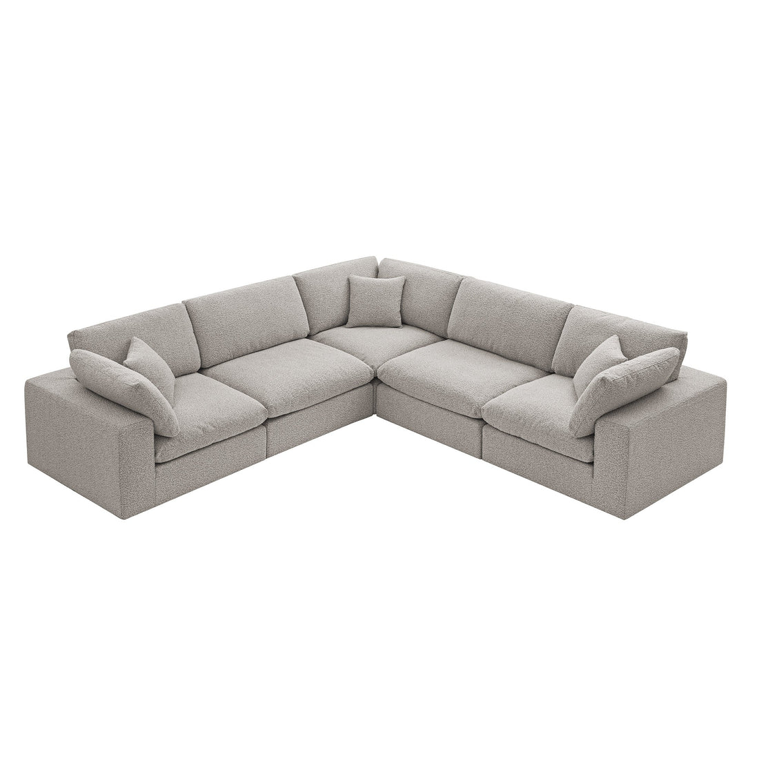 Lutyens Taupe Boucle Modular Sofa 5-Piece Corner Set