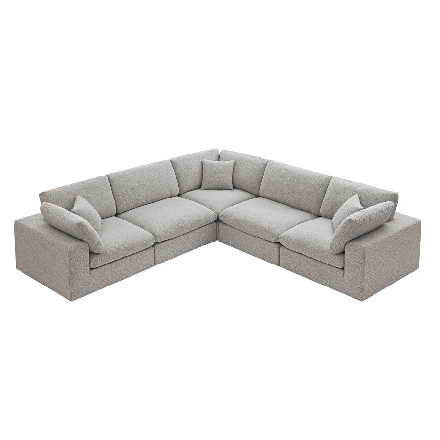 Lutyens Taupe Boucle Modular Sofa 5-Piece Corner Set