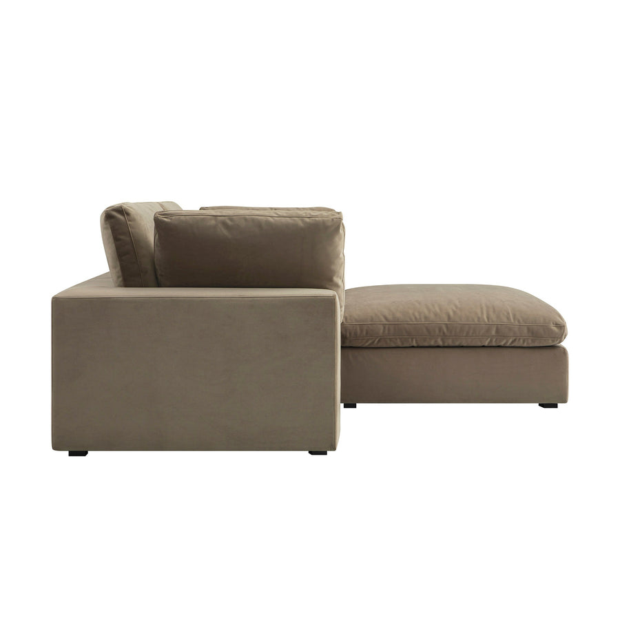 Lutyens Taupe Velvet Modular Sofa 2-Piece Chaise