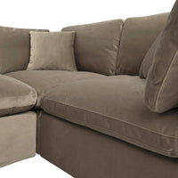 Lutyens Taupe Velvet Modular Sofa 2-Piece Chaise