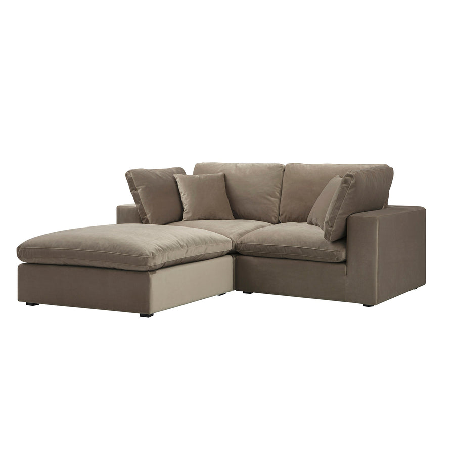 Lutyens Taupe Velvet Modular Sofa 2-Piece Chaise