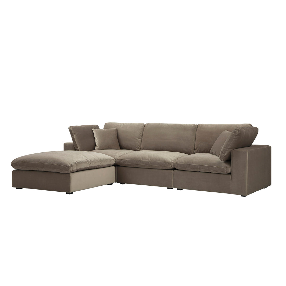 Lutyens Taupe Velvet Modular Sofa 3-Piece Chaise