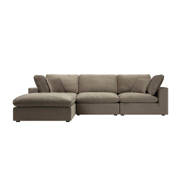 Lutyens Taupe Velvet Modular Sofa 3-Piece Chaise