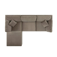 Lutyens Taupe Velvet Modular Sofa 3-Piece Chaise